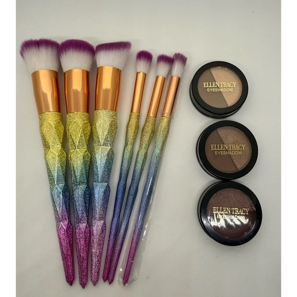 City Color Cosmetics Vibrant Rainbow Brush 6, Ellen Tracy 3‎ Eyeshadows Matte